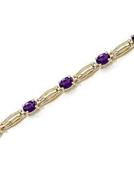 14kt Yellow Gold Oval Amethyst Bracelet.