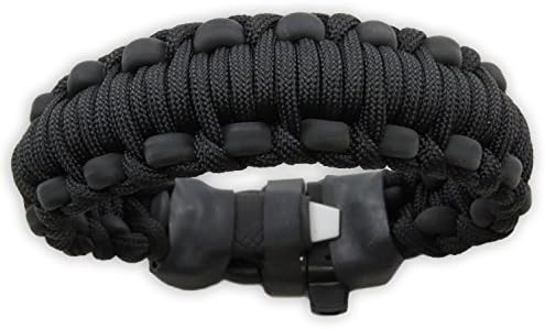 Mountaineer Paracord Survival Bracelet (Black, 7.5" Large)