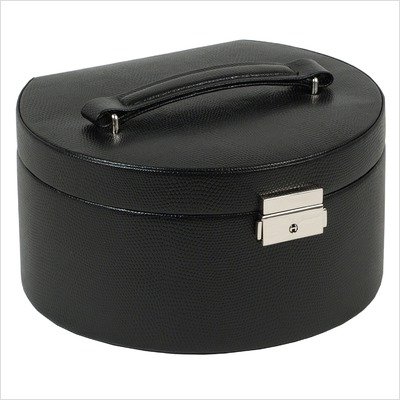 Wolf Designs 281102 Heritage Round Black Jewelry Box with Travel Case