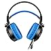 Headset,Ailihen K6 Gamer Gaming Headsets with Microphone for PC Laptop Computer, 3.5mm USB 2.0 Over Ear Headphones Headsets with In-Line Volume Control LED Light 6.5 ft Long Cable(Black/Blue)