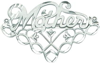 419OEkmvNxL 14K White Gold Diamond Cut Mother Pin/Pendant