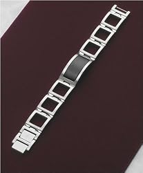 J-Steel by Fyn Studios Men's Stainless-Steel and Ebony Link Bracelet 843332000917