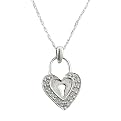 10K White Gold Diamond Locket Heart Pendant Necklace