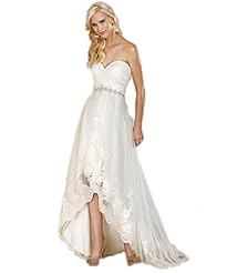 Strapless Tulle High-Low-Hem Lace  Dress