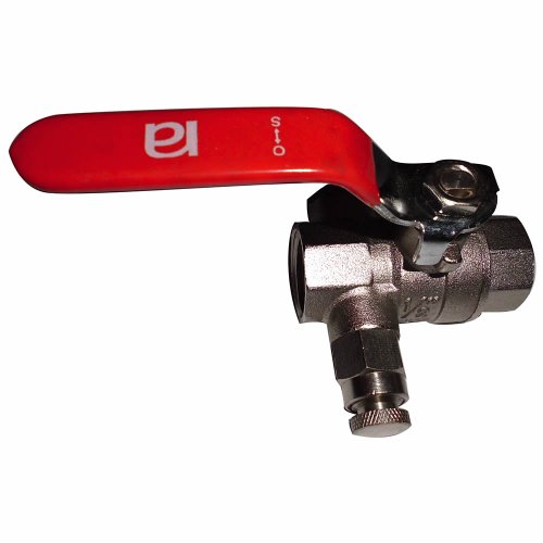 Sanifri 6815013013 Kugelhahn mit Entleerung, 1/2", Messing, Griff mit &Uuml;berzug, rot