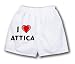White Boxer Short with I Love Attica