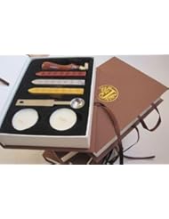 Office Product: Stamp Seal Sealing Wax Vintage Classic Antique Alphabet Initial Letter Set Brass Color Creative Romantic Stamp Maker (Including 1pc * Wax Stamp, 1pc* Wax Spoon, 2pc*white Wax, 3pc* Sealing Wax Stick,and Please Choose Letter,or We Will Send in Random) - HINZ