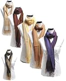 Two-Tone Bands Pattern Acrylic Fringed Scarf in Fancy Gift Box with Free Shipping