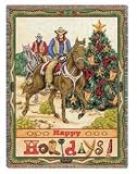 Western Cowboy Christmas Throw Blanket