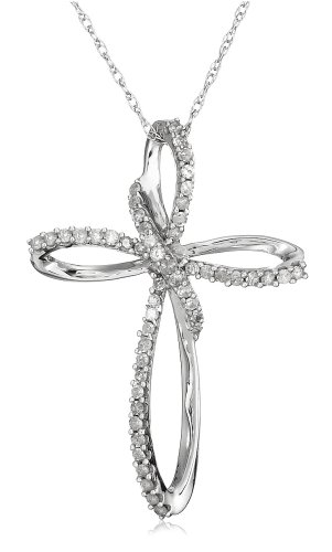 10k White or Yellow Gold Diamond Cross Pendant (1/5 cttw, I-J Color, I3 Clarity)