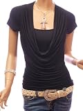 Patty Women Cowl Neck Halter Backless Cap Sleeve Top