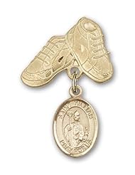 14K Gold Baby Badge with St. Kilian Charm and Baby Boots Pin