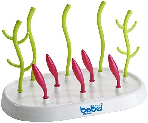STRAUS：Baby Bottle Drying Rack，High Capacity Drying Rac, Multi-functional Anti-Bacterial Baby Bottle Drying Rack (Red green tree)