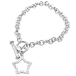 Sterling Silver Colorless White Cubic Zirconia .925 Stamp Hypoallergenic Star Charm Bracelet