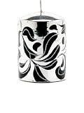 Kitchen & Housewares : Festive Silver Pillar Candle with Black and Silver Design, 100 mm