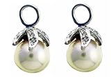 Ladies 7mm White Pearl and 0.12ct Diamond Earring Charms