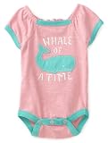 Hatley - Baby Girls Infant Girl Whales Whale Of A Time One Piece Bodysuit, Rosewater, 3-6 Months