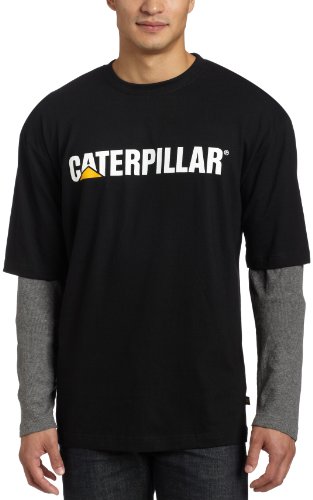 Caterpillar Mens Thermal Layered Long Sleeve Tee, Black, Medium