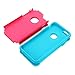 iPhone 6 Case, Lumsing Hard&Soft Rubber High Impact 2-Piece Double Layer Armor Hybrid Defender Case Protective Cover Protection for Apple iPhone 6 (4.7 inch Screen) with Screen Protector (Rose Red/Light Blue)
