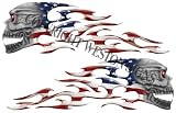 American Flag Motorcycle Gas Tank Tribal Skull Flames