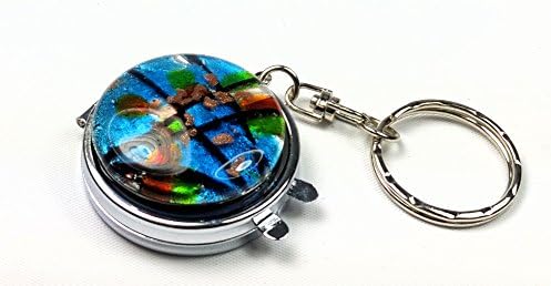 Swirls Pocket Compact Makeup Mirror - Attaches to Your Keychain (Light Blue Mosaic)