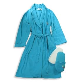 Jolie - Ladies Plus Size Fleece Robe And Slipper Set, Turquoise