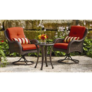 3 PIECE BISTRO SET ALL WEATHER WICKER BETTER HOMES AND GARDENS LAKE ISLAND WITH FADE RESISTANT CUSHIONS