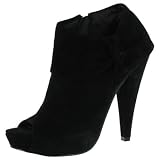 STEVE MADDEN Roarr Womens Boots Heels Shoes Black Suede Peep Toe Platform Booties