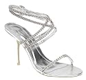 Womens Twin Diamante Encrusted Strappy Sandals