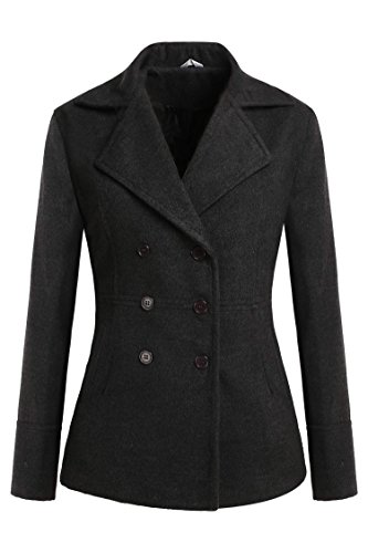 Meaneor Women's Toggle Double Breasted Trench Coat Pea Winter Jacket Blazer