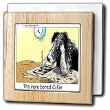 Londons Times Funny Dogs Cartoons - Bored Border Collie - Tile Napkin Holders