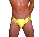 MENS YELLOW CONTRAST STITCH HOT BODY BIKINI SWIMSUIT GARY MAJDELL SPORT SIZE MEDIUM