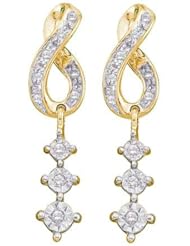 Real Diamond Earrings 0.15CTW ROUND DIAMOND LADIES CLUSTER FASHION EARRINGS Yellow-gold 10K