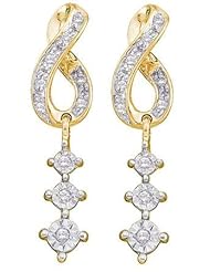 14KT Yellow Gold 0.15 CTW Round Diamond Ladies Cluster Fashion Earrings