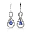 Earrings With 3.95ctw Precious Stones - Genuine Clean Diamonds and Tanzanites Made in 14K White Gold. Total item weight 8.30g