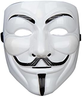 Set of 5 Rellecona V for Vendetta Mask Guy Fawkes Anonymous fancy Cosplay Costume (Pure White)