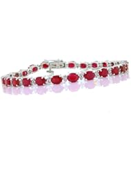 12.95ct Genuine Ruby and Diamond Bracelet in 14Kt White Gold 8 Inches