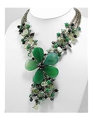 Flower Green Agate Necklace In Sterling Silver