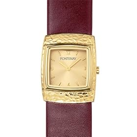 Fontenay - WG2409FJ - Montre Femme Carr�e - Quartz Analogique - Fond Dor� - Bracelet Cuir Marron