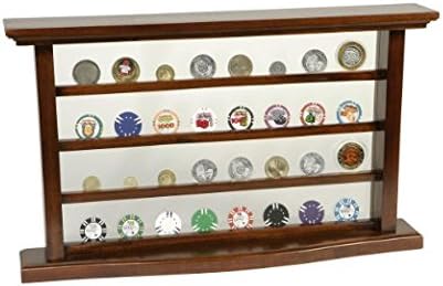 Casino Chip Display Case - Cabinet Holder Shadow Box - Solid Mahogany