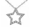 Sterling Silver Wide Star CZ Rimmed Pendant with Chain