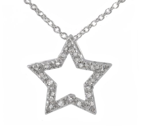 Sterling Silver Wide Star CZ Rimmed Pendant with Chain