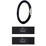 Steering Wheel Cover & Seat Belt Shoulder Pads - Car Truck SUV - Crown Gem Crystals Studded Rhinestone
