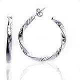 Sterling Silver Shiny Twisted Hoop Earring