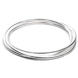 Set of Three Sterling Silver Linked Bangle Bracelets