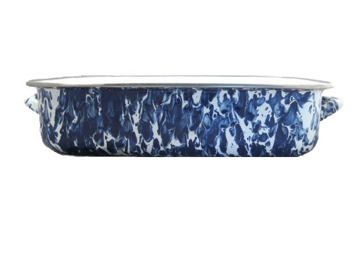 Golden Rabbit Enamelware Cobalt Blue Swirl Lasagna Pan