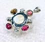 Completely Handcrafted - Designer Sterling Silver Rainbow Fire Mother Of Pearl, Pearl, Tourmaline Pendant