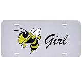 Georgia Tech Yellow Jackets Girl Silver Mirror License Plate