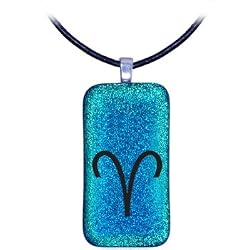 ARIES Zodiac - Dichroic Glass Pendant Charm with .925 bail