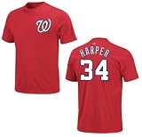 Washington Nationals Bryce Harper Red Name and Number T-Shirt